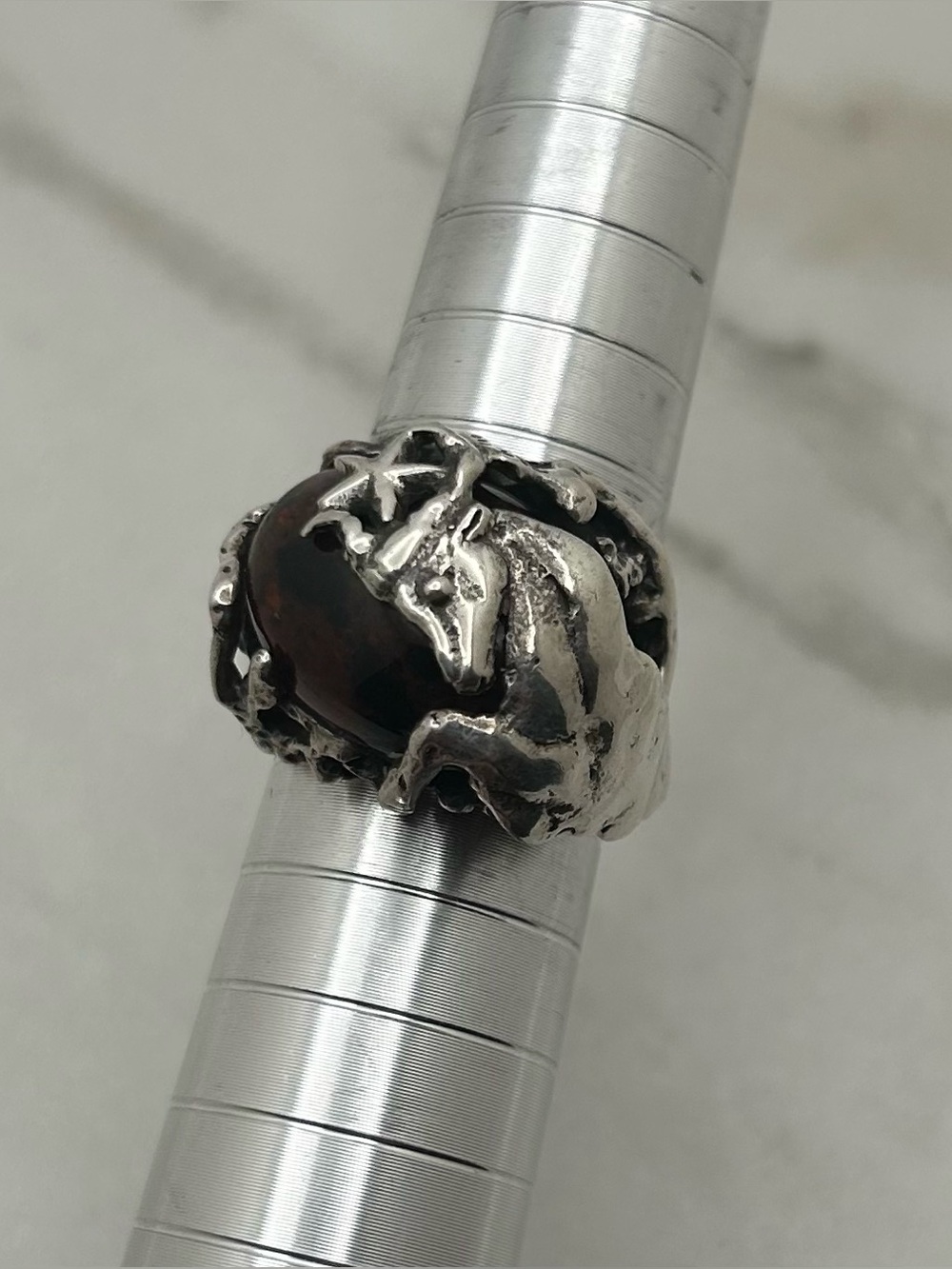 JAD Sterling Silver Taurus Bull Zodiac Statement Ring Size 8